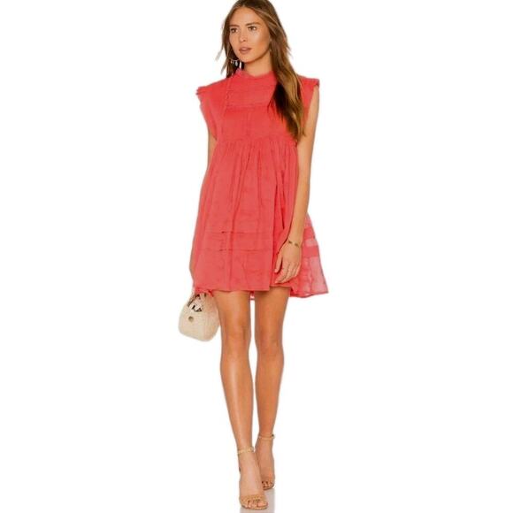Free People ~Woman Size XS~ Coral Nobody Like You Embroidered Mini Dress. - Picture 1 of 14